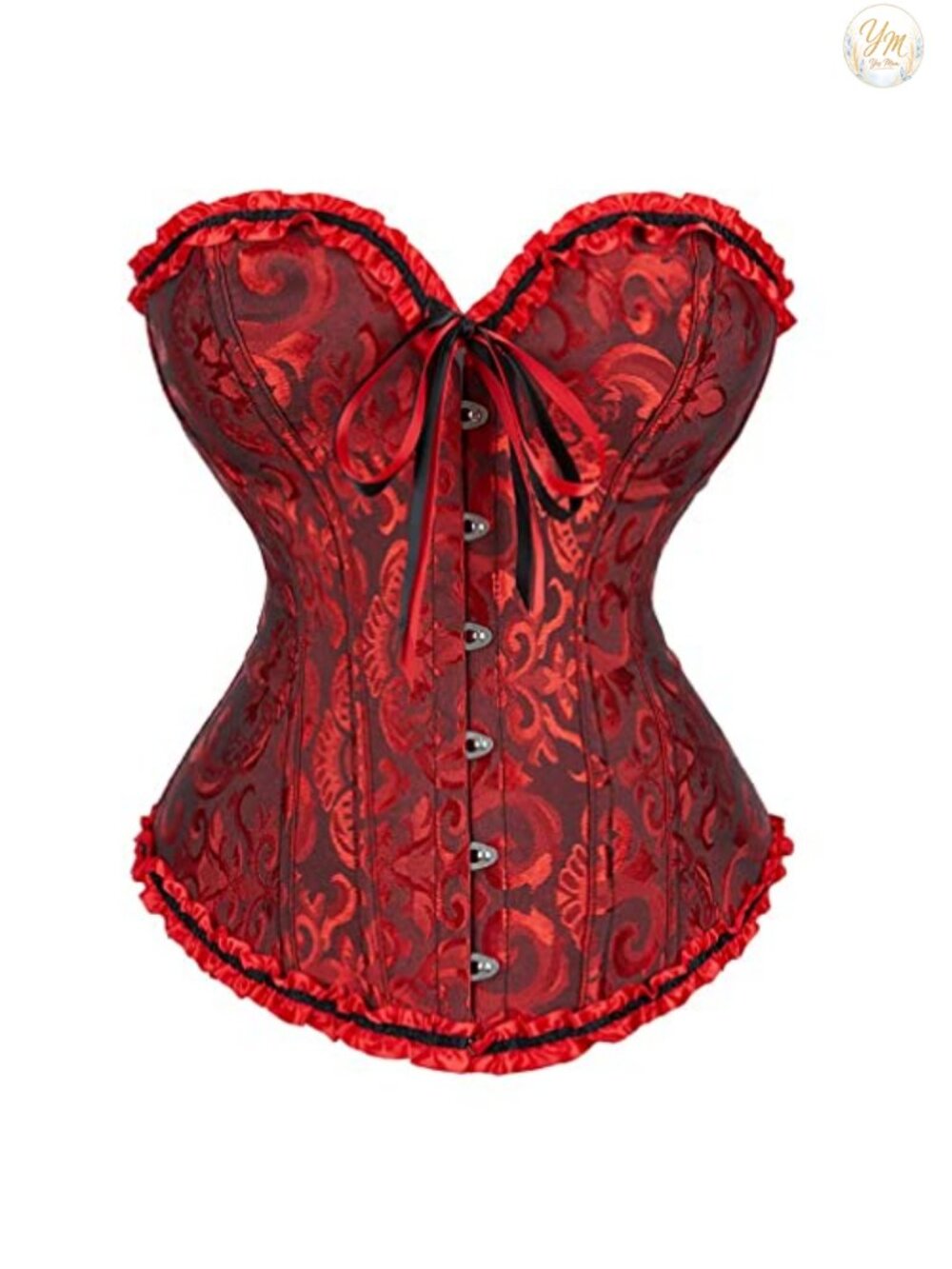14-Bone Overbust Corset Top Steel Boned Bustier Lace Up Waist Trainer